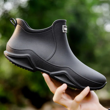 Fashion Couple's Outdoor Rain Boots New Men High Top Hiking Fishing Water Shoes Anti-slip Chef Work Ankle Boots Waterproof Shoes - Lootquake