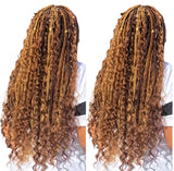 36" Bohemian Crochet Braided Wig | Full Lace | Blonde Goddess Locs & Box Braids | Curly Hair | Synthetic
