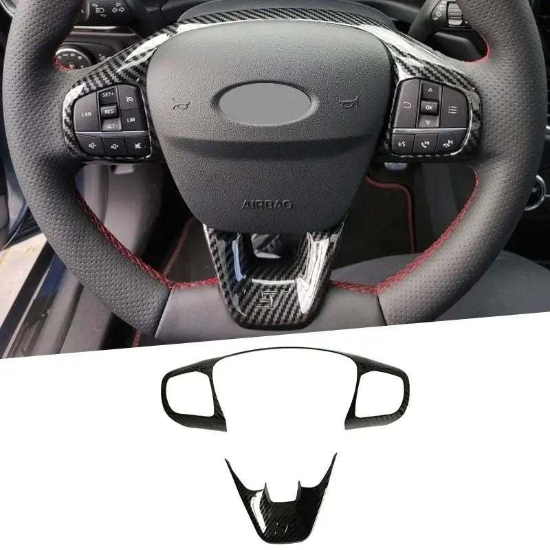 Embellecedor de cubierta de botón para interruptor de aire acondicionado de faros delanteros, volante, ventana interior, apariencia de fibra de carbono para Ford Focus MK4 2019 2020
