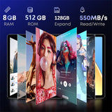 Tableta PC de 10,1 pulgadas, 8 GB de RAM, 512 GB de ROM, 10 núcleos, IA, aceleración, Google Play, 4G LTE, llamadas, SIM dual, WiFi dual, Android 12