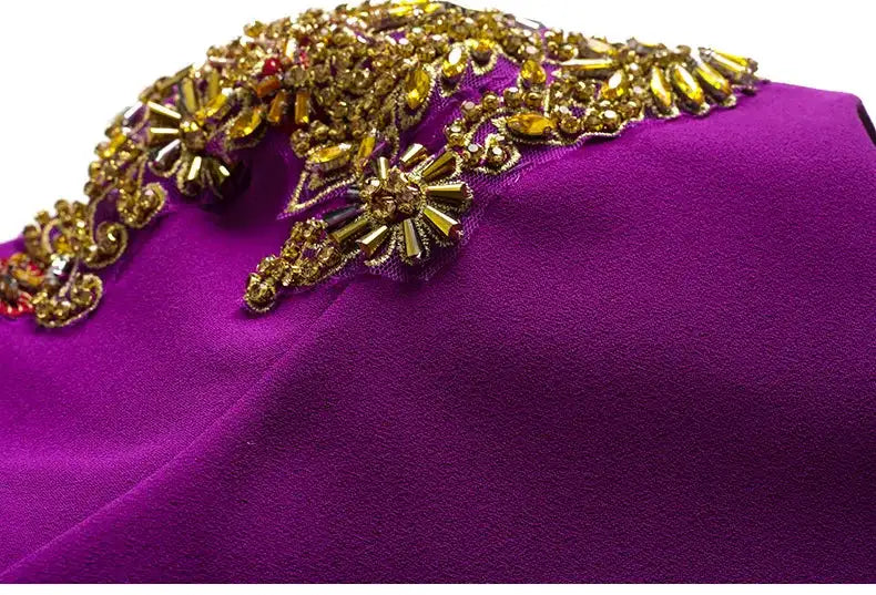 Long Dress Summer 2022 new purple nail drill elegant temperament close waist fish tail evening dress - Lootquake