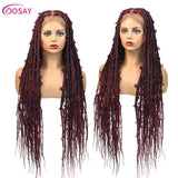 36" Butterfly Braids Wig | 613 Blonde & Burgundy Accents | Full Lace | Goddess Locs & Box Braids