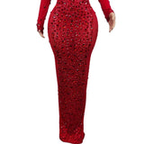 Sexy Party Banquet Evening Dresses Women Sparkly Rhinestone Long Dress Nightclub Singer Stage Costume Festival Clothing Cuixing - Lootquake