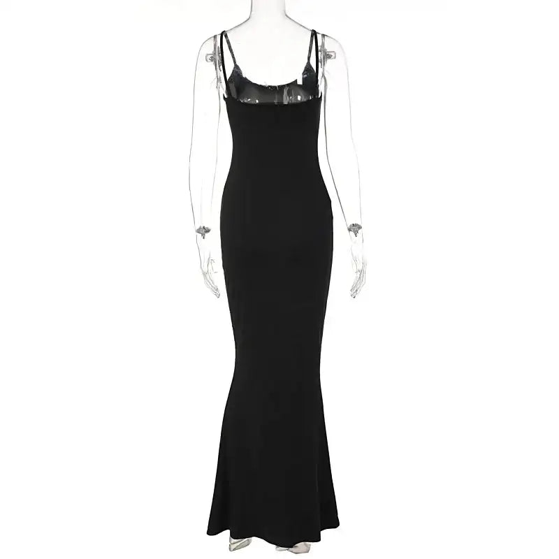 Dulzura Women 2025 Summer Party Club Evening Streetwear Bodycon Beach Basic Black Long Dress Wholesale Items For Business D22775