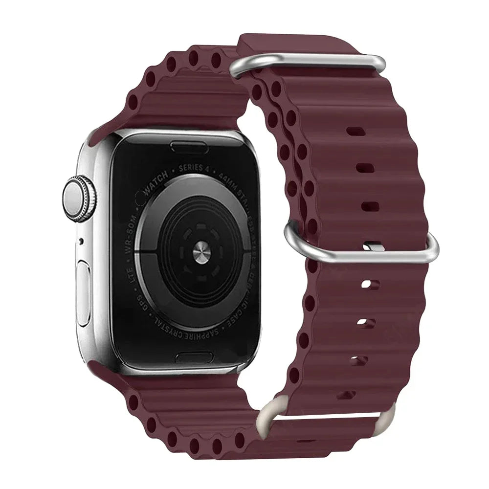 Silicone Strap For watch band 44mm 40mm 49mm 45mm 41mm 38mm accessorie correa bracelet iWatch Ultra 2 series 7 6 5 se 8 9 - Lootquake