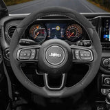 Funda de volante de gamuza a presión para Jeep Renegade Compass Wrangler JK JL Grand Cherokee WK2, accesorios WJ Portachiavi