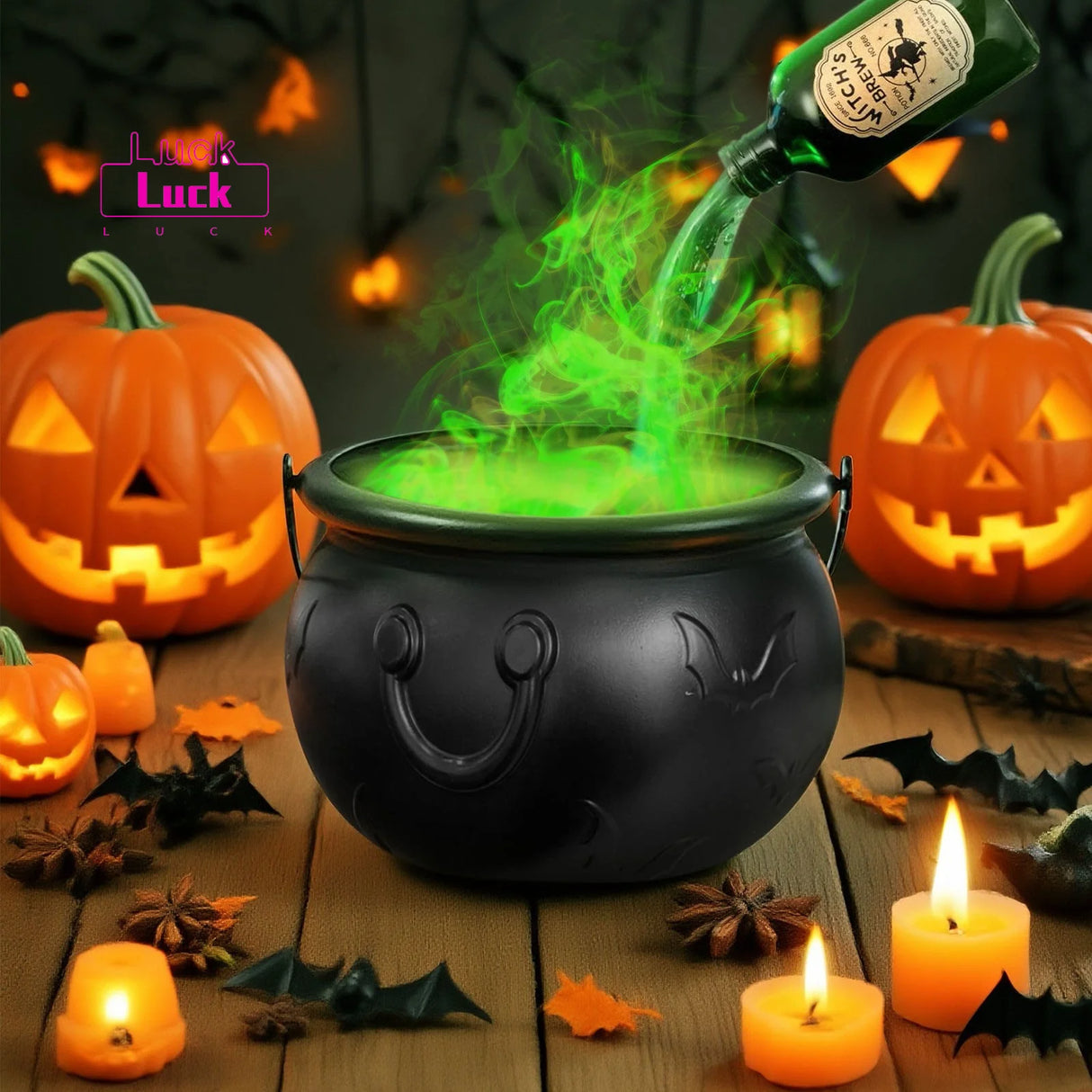Halloween Fog-Enhanced Witch Cauldron Decor – DIY Floating Potion Set Perfect for Eerie Home Haunt Displays