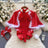 Red Christmas Sexy Lingerie Shawl Set Halter Jumpsuit Lace-up Cosplay Costume New In Women Clothes Skinny Bodysuit Suit Hotsweet - Lootquake