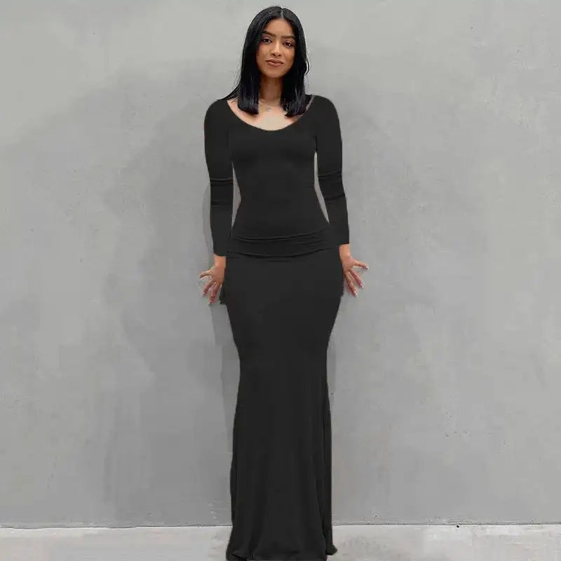 Vestidos para mujer 2023 Sexy tirantes finos negro vestido largo noche Y2k sin mangas sólido ajustado ceñido maxi vestidos