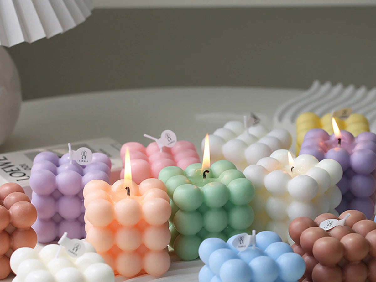 Bubble Candle Cube Fragrance Candles Handmade Scented Candle Soy Wax Candle Set for Home Decoration Wedding Party Birthday