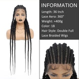 36" Cornrow Braided Wig | Full Lace Frontal | With Baby Hair | For Black Women