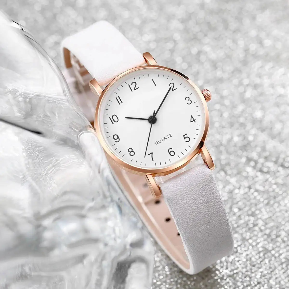 3pcs/set Women Leather Simple Quartz Watch with Number 8 Bracelet Necklace Set - Lootquake