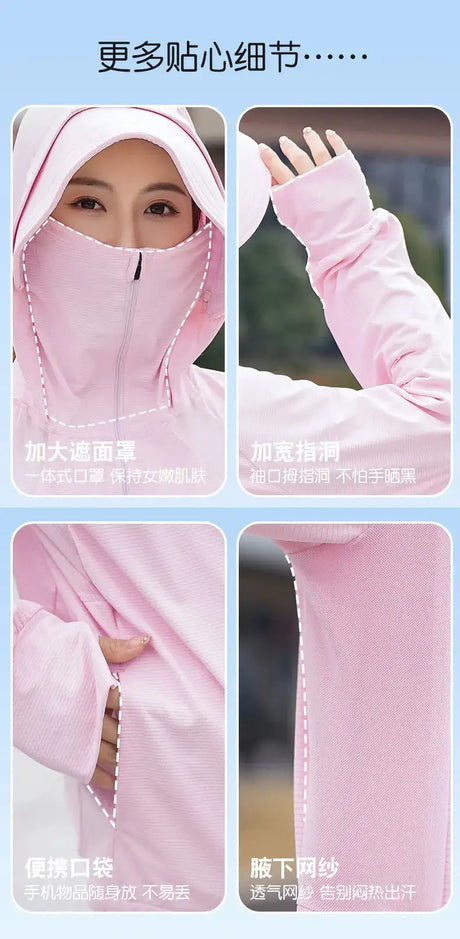 Ice Silk Sun UPF 50+ UV Protection Jacket Big Brim Thin Ice Silk Sun Protection Jackets UV Protection Hooded Windbreaker 4XL 5XL - Lootquake