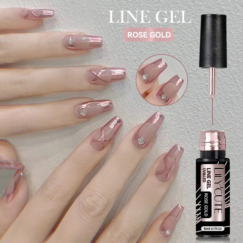 LILYCUTE 5ml Liner Gel Nail Polish UV LED Nail Art Paint Gel Gorgeous Glitter French Effect Semi Permanent Nail Painting UV Gel