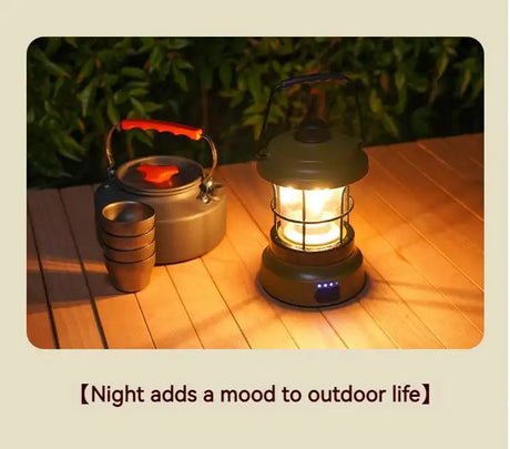 Retro Lamp Portable Camping Lantern USB Recharge Camping Tent Travel Light Vintage Outdoor Lighting Camping Equipment Flashlight - Lootquake