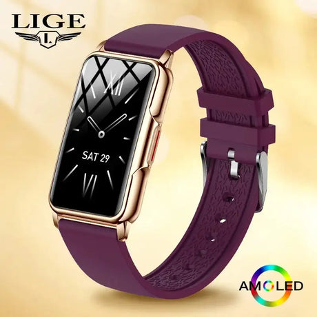 LIGE New Fashion Smart Watch Ladies Message Push Blood Pressure DIY Custom Dial Sports Bracelet Waterproof Men Smartwatch Women - Lootquake