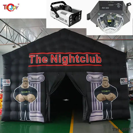 8x6m Black Inflatable Nightclub Tent with Disco Light N Fog Machine Portable Carnival Inflatable Party Tent House - Lootquake