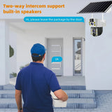 Cámara solar 4K con tarjeta SIM 4G, lente dual, 8MP, HD, visión nocturna, IP, CCTV, vigilancia, PTZ, PIR, detección humana, alarma, cámara impermeable