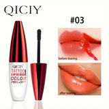 QICY Tattoo Lip Gloss Peel-Off Long-Lasting Moisturizing Liquid Lipstick with Waterproof Non-stick Cup Glossy Finish Nourishing