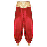 Halloween Men Arabian Indian Prince Cosplay Costume Stain Shiny Harem Trousers Arab Costume Carnival Dress Up Lantern Long Pants