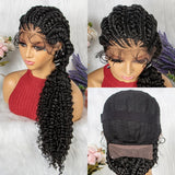 28" Knotless Cornrow Braids Wig with Curly Ends | Transparent Lace Front | Baby Hair