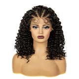 16" Curly Synthetic Lace Front Braided Wig | 13x4 Transparent Short Braids with Baby Hair