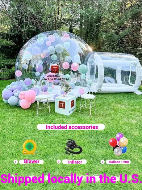 Inflatable bubble house PVC tent includes blower/protective carpet/PVC repair glue/air pump/colorful balloons/free shipping - Lootquake