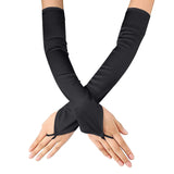 Women Solid Color Satin Gloves Extra Long Dress Satin Wedding Performance Prom Gloves Mittens For Women Cold Weather Gloves - Lootquake