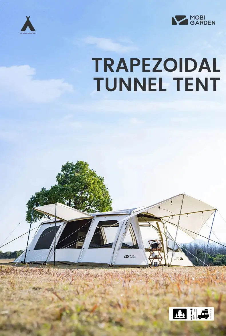 MOBI GARDEN Camping LS4 Tunnel Tent Living Shell Tent Large Blow Tent Invite Space Two Bedrooms - Lootquake