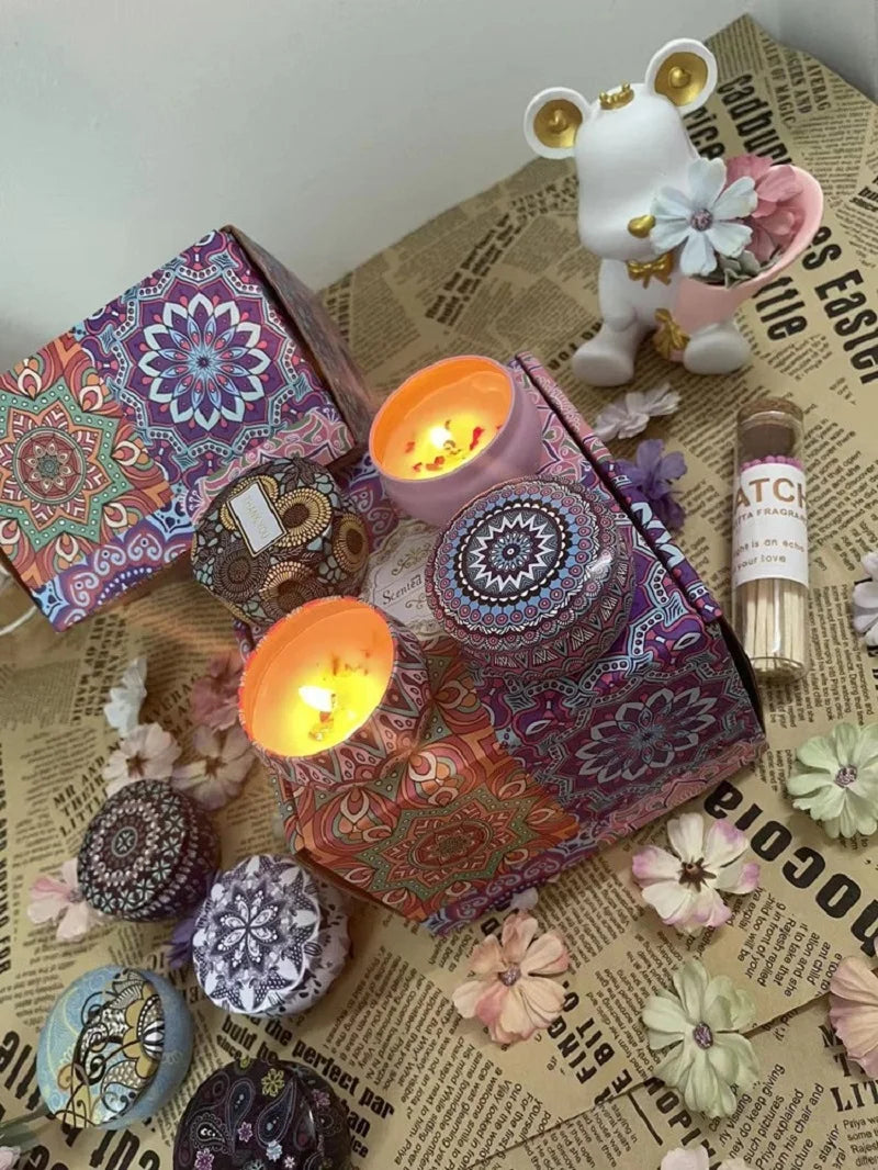 Dried Flower Aromatherapy Soy Candle Plant Essential Oil Incense Candle Deodorant Refreshing Aromatherapy Candle Birthday Candle