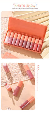Pearlescent Liquid Lipstick Set 10pcs Waterproof Long Wearing Lip Gloss Shiny Moisturizing Non Fade Mini Lip Glaze makeup