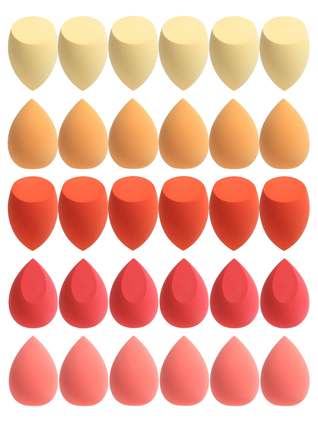 30 Beauty Eggs (Esponjas de Maquillaje) Esponja de Belleza Mixta para Base de Maquillaje, Líquida, en Crema y en Polvo Sin Impurezas, Multicolor C