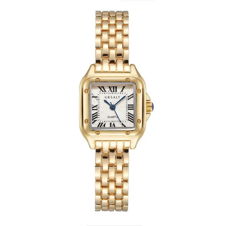 Women's Fashion Square Watches Gold Alloy Strap 2024 Luxury Ladies Quartz Wristwatches Qualities Female Roman Scale Clock - Lootquake