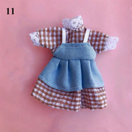 Dolls Clothes Suit For 16cm Doll Dress Up Accessories Sleeveless Top Casual Pants Denim Grid Dress Skirt Daily Wear Accessories - Lootquake