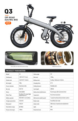 Bicicleta eléctrica para adultos HX Q20PRO de 2000 W, 48 V, 20 Ah, batería extraíble, plegable, neumáticos anchos de 20 pulgadas.