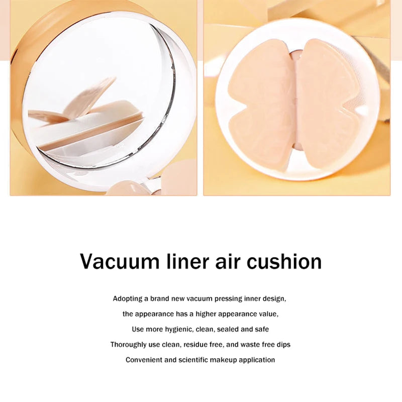 Crema BB con cojín de aire, polvos de mariposa, base hidratante, corrector, blanqueador, control de grasa, maquillaje resistente al agua, cosméticos.