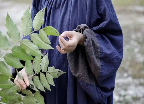 Oversized Spring New Women Big Size Robe Dress Korea Casual Loose Ladies Pullover Cotton Linen Dresses Woman Blue Long Dress - Lootquake