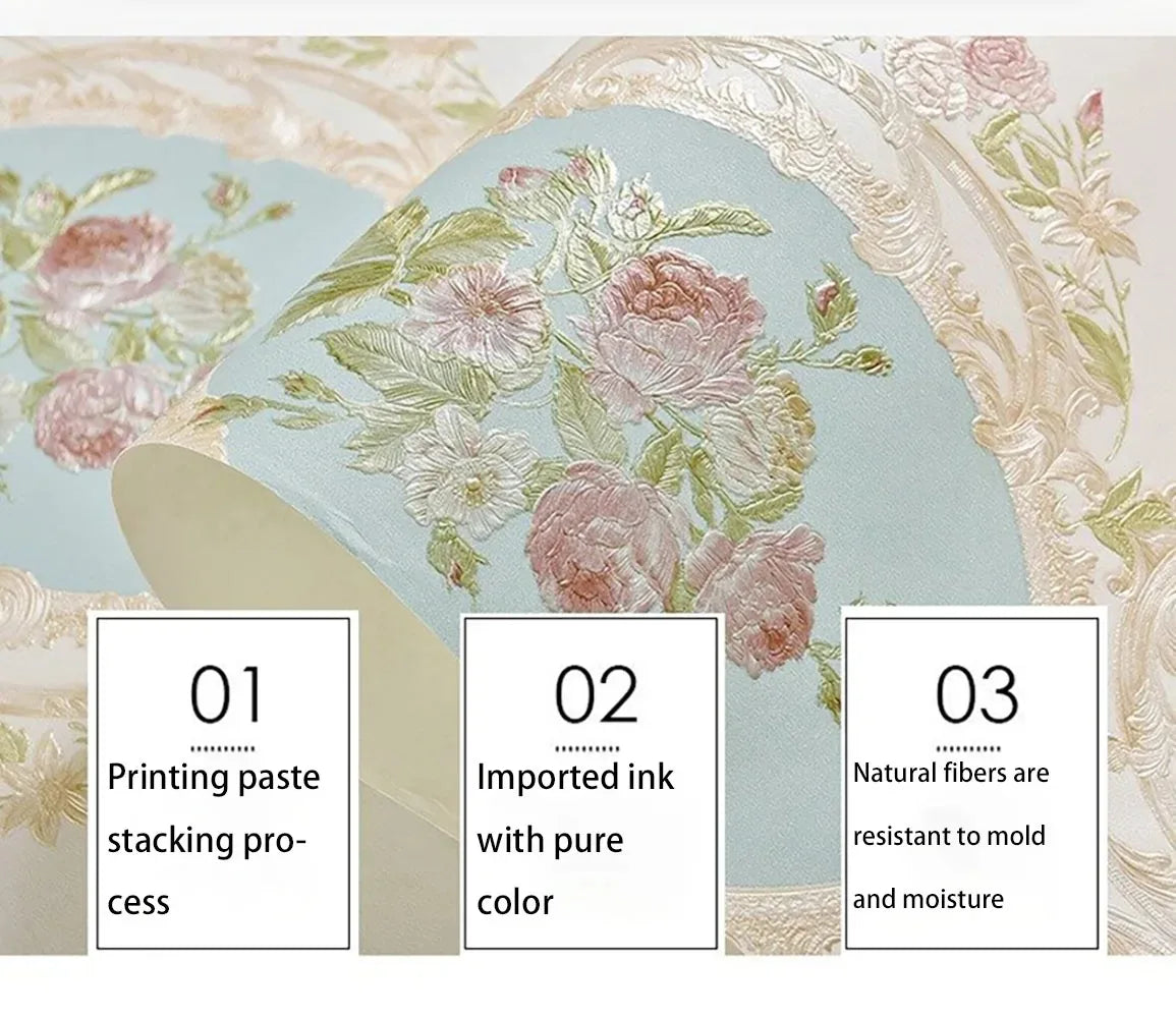 53cm Self adhesive warm European style simple living room bedroom bedside background wall paper wallpaper With pattern Decortion