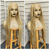 28" Platinum Grey Box Braided Wig | Full Lace | Kanekalon Synthetic Hair | Choose Lace Color