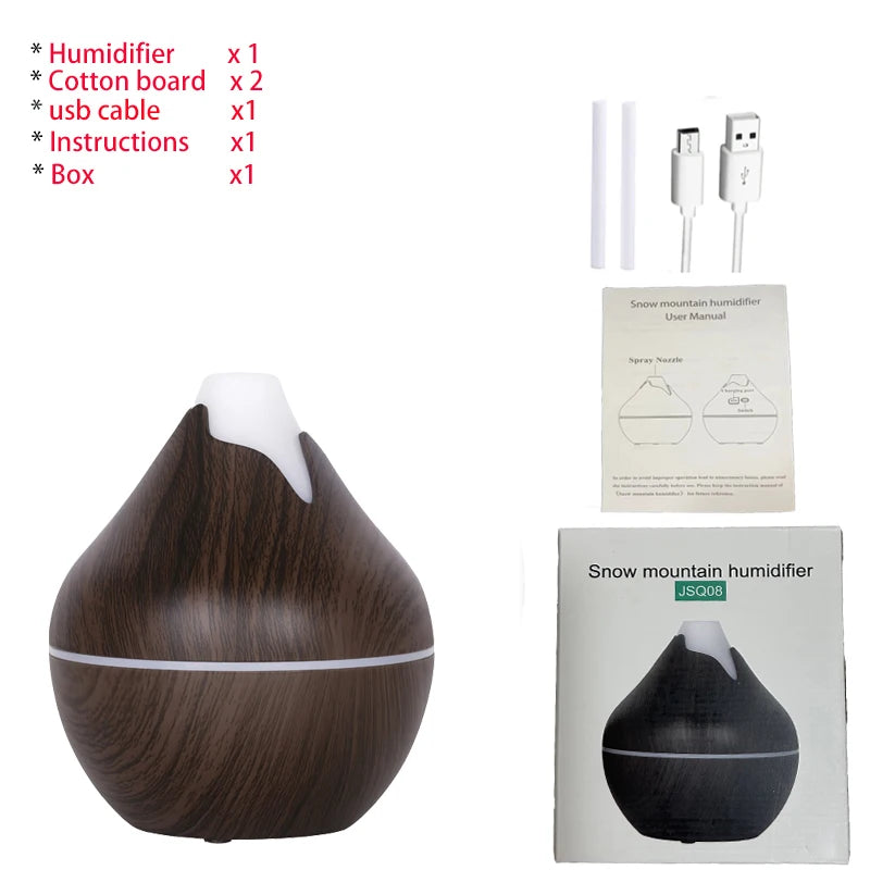 350ML USB aroma oil diffuser wood electric humidifier ultrasonic air humidifier mini aromatherapy LED light mist maker for home