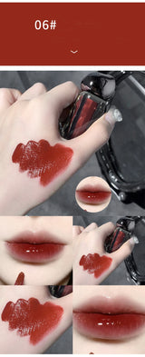 Rouge à lèvres liquide violet foncé, léger, longue tenue, transparent, hydratant, effet miroir, rose pêche, antiadhésif