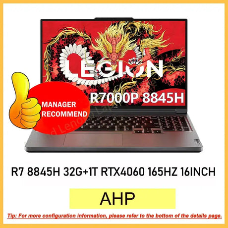 Hot Lenovo LEGION R7000P 2024 Ryzen R7 8845H Geforce RTX4060 8GB 16G/32G RAM 1T SSD 16INCH 2.5K 165Hz Screen 100% sRGB - Lootquake
