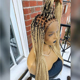 28" Platinum Grey Box Braided Wig | Full Lace | Kanekalon Synthetic Hair | Choose Lace Color