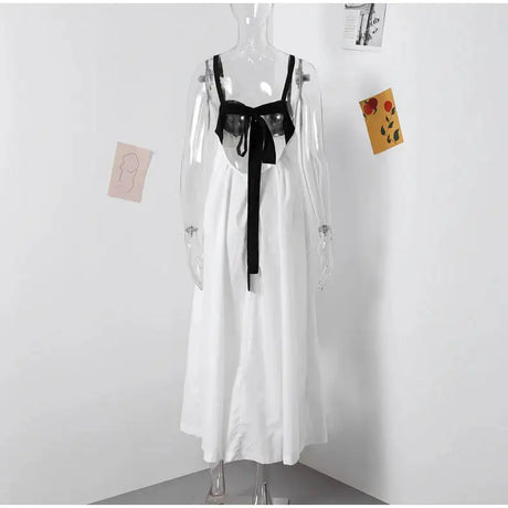 Sexy Backless Beach Dress Women 2024 Holiday Sleeveless Loose Slip  Long Dress Street Fashion Panelled Bandage Summer Lady Robe - Lootquake