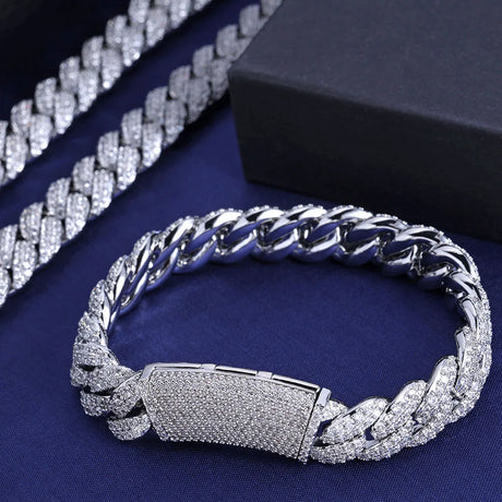 13mm Cuban Link Chain Necklaces Iced Out Miami Cuban Chain for Man Women Iced Out Shiny Inlaid Zircon Hip Hop Jewelry - Lootquake