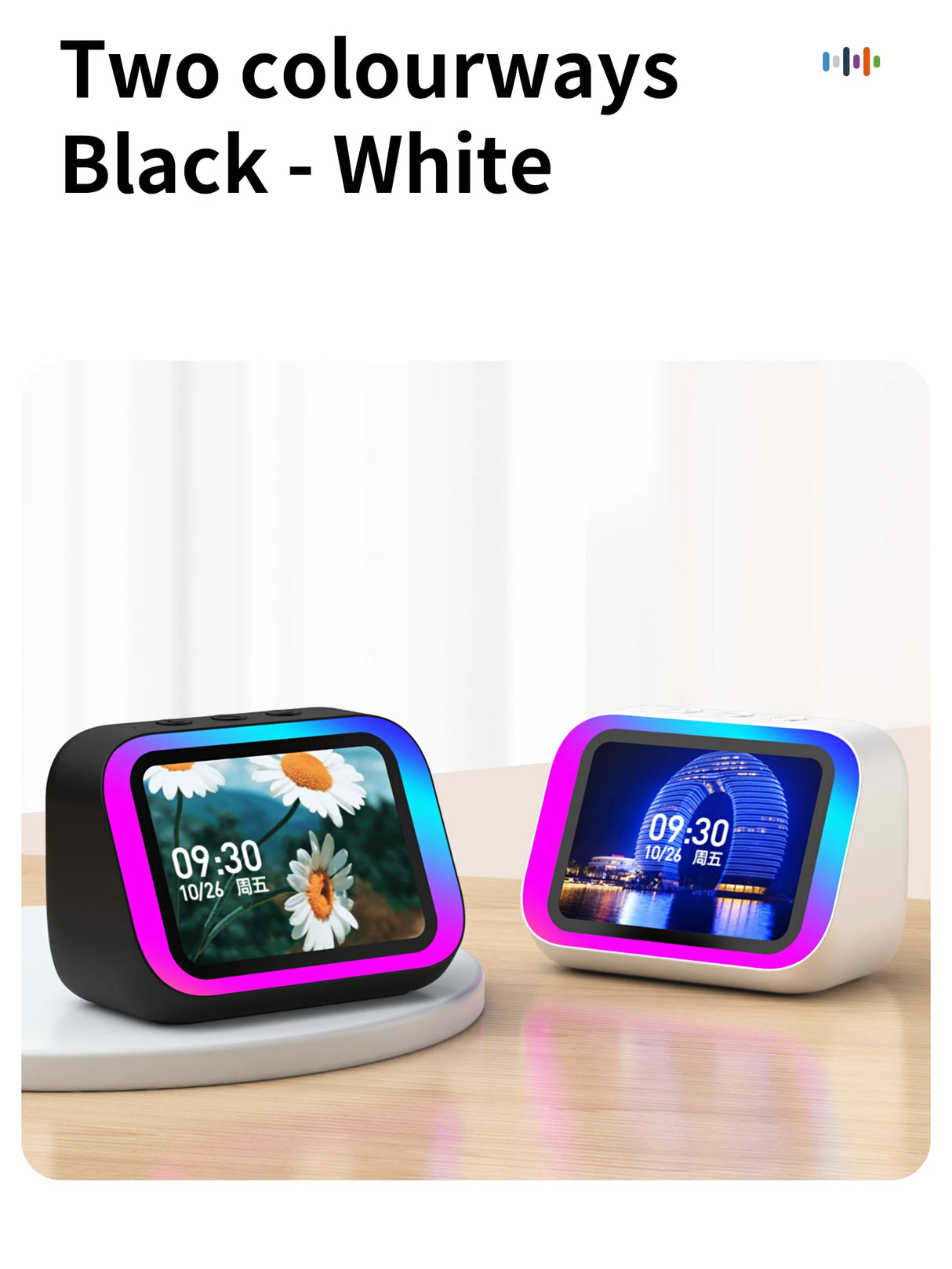 Traductor inteligente Bluetooth con altavoz RGB, 18 idiomas, traducción en tiempo real, altavoz Bluetooth 5.4 con IA, pantalla LCD, juego y alarma.