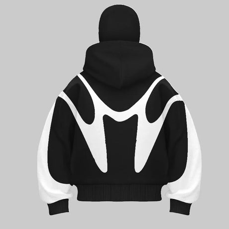 New Splicing Hip Hop Devil Pattern Hoodie Harajuku Double Hoodie Warm and Windproof Goth y2k Sweatshirt Design Hoodies Women - Lootquake