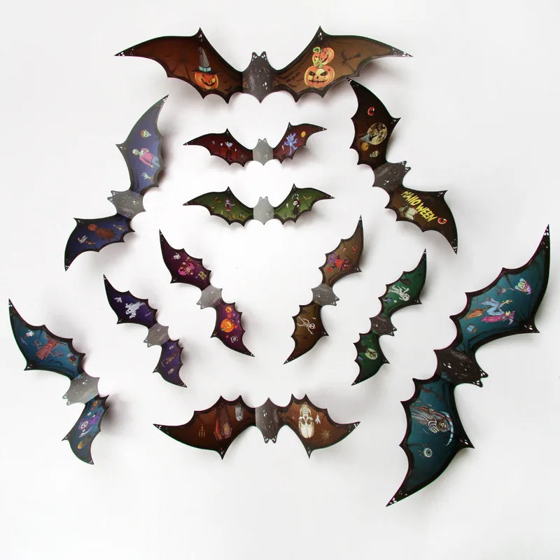 Halloween 3D Luminous Bats Decoration Plastic Bat Wall Stickers for Home Window Decor Yard Sign Outdoor Lawn Spooky Party
