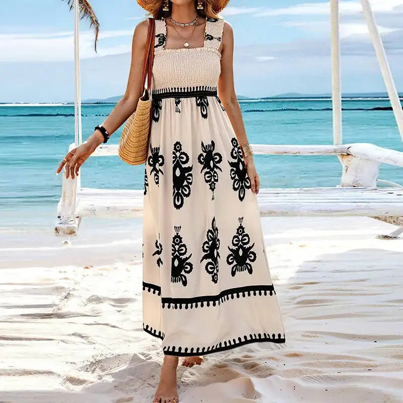 Summer Holiday Dress Women Casual Sleeveless A-Line Party Long Dress Boho Casual Sleeveless Party Dress 2024 - Lootquake
