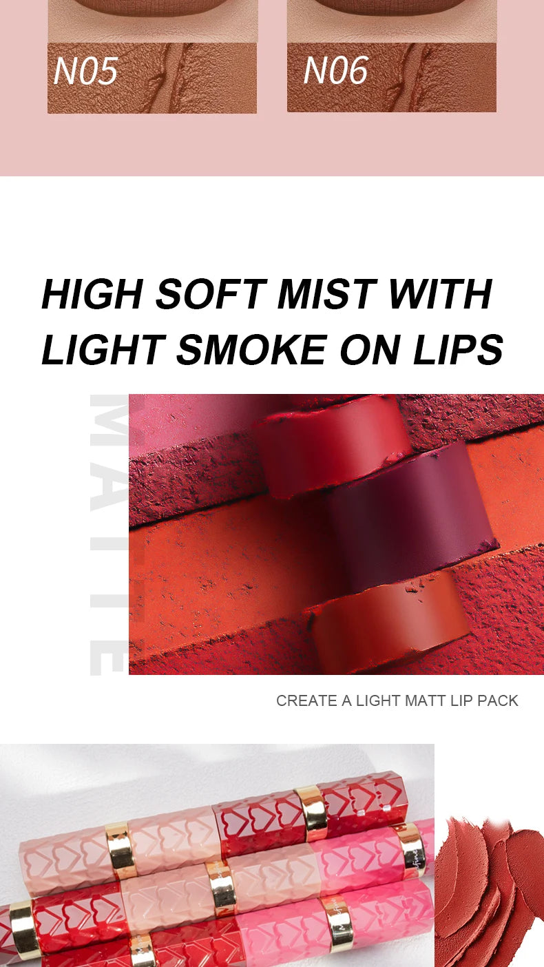 Matte Lipstick, 18-Color, Long-Lasting, Non-Stick Cup, Fade-Resistant, Velvety Texture, Luxurious Hydrating Lip Makeup For All-D
